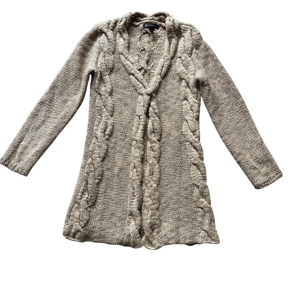 International Concepts Women's Wool Cable Knit Sweater - Tan Size M